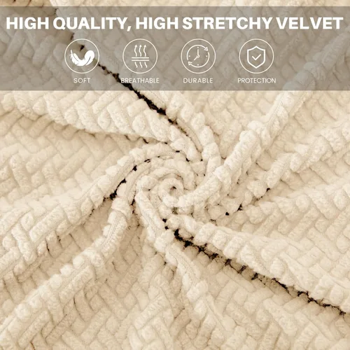 Vista 5 de MIFXIN - Funda elástica para silla sin brazos, funda protectora extraíble y lavable, para sala de estar, hogar, hotel (jacquard beige)