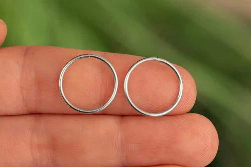 Vista 54 de Aretes de aro de oro de plata – Aretes de aro para mujer, dos piezas de aros de plata fina rellenos de oro, aro de hélice, anillo de tragus, aro