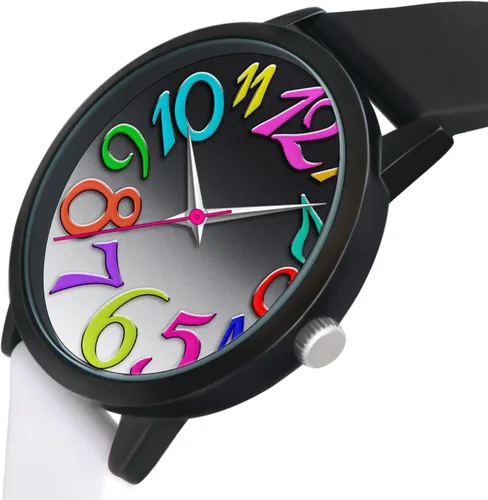 Vista 2 de Bisley Reloj de silicona de retazos para mujer, de 1.457 in, con cara grande, fácil de leer, resistente al agua