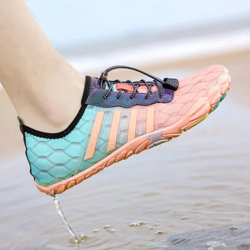 Vista 6 de Whatseaso Zapatos acuáticos para mujeres y hombres, de secado rápido, zapatos descalzos para buceo, natación, surf, aqua, caminar, playa, yoga