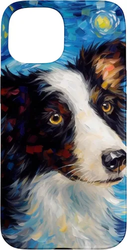 Vista 6 de iPhone 16 Border Collie Starry Night Van Gogh Border Collie Case