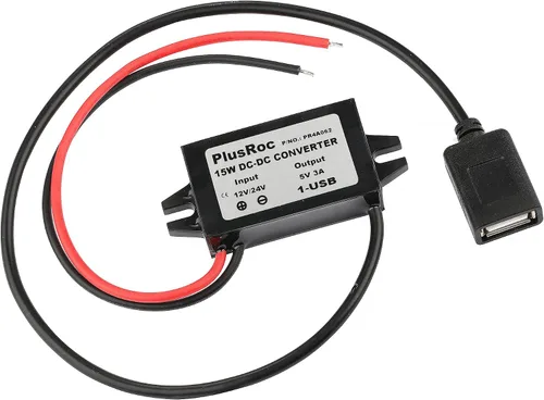 Vista 8 de PlusRoc - Convertidor impermeable DC 12V/24V a 5V 3A, enchufe macho CC de 0.217x0.083 in Stable 5V/3A Output, Waterproof Sealed Enclosure