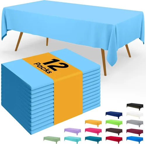 Vista 79 de Smiry - Juego de 6 manteles desechables, 54 x 78 pulgadas, manteles impermeables rectangulares para fiestas, cubierta de mesa de plástico