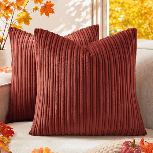 Vista 13 de Kevin Textile - Fundas de almohada de pana a rayas de 16 x 16 pulgadas, paquete de 2, color rosa bebé