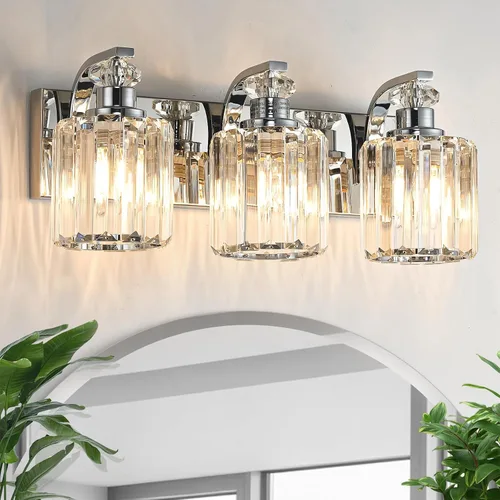 Vista 10 de Lámparas de baño negras con pantalla de cristal K9, iluminación de baño sobre espejo, luces de tocador para sala de estar, dormitorio, baño