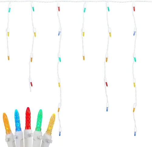 Vista 4 de Novelty Lights Luces LED de carámbano blanco puro, 15 pies 150 bombillas LED M5 en 30 gotas con espacio de 6 pulgadas, caídas de 12-32 pulgadas