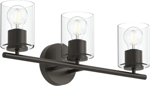 Vista 51 de Progress Lighting Lámpara moderna de tocador de baño de cristal blanco grabado con 4 luces, colección Replay, níquel cepillado (P2160-09)