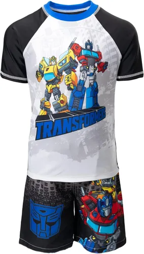 Vista 5 de Transformers Megatron Optimus Prime - Conjunto de traje de baño y protector de erupción de abejorro para niños pequeños a grandes