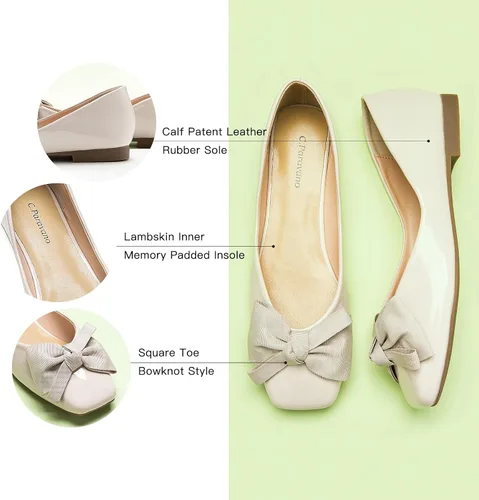 Vista 4 de C.Paravano Zapatos planos de mujer I Zapatos de punta cuadrada para mujer I Zapatos planos I Zapatos planos para mujer I Zapatos planos para mujer I