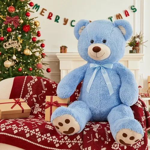 Vista 2 de MorisMos Oso de peluche gigante de 47 pulgadas Animal de peluche de 4 pies, Oso de peluche grande para baby shower, Regalos de oso de peluche