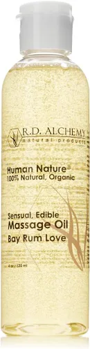 Vista 4 de RD Alchemy - Aceite de masaje comestible 100% natural y orgánico, juego de 2 piezas, paquete de muestra de 4 sabores + masajeador corporal.