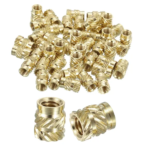 Vista 16 de uxcell Tuercas de inserción moleteadas, 100 piezas M1 x 1.5mm L x 2mm DE 3D Impresión de latón Tuercas de inserción roscadas hembras Insertos