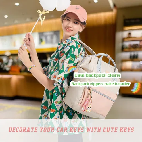 Vista 3 de BEXOA Lindo llavero Kawaii Anime Llaveros Accesorios, Shiba Inu Bolso Encantos de Carro de Dibujos Animados Llavero para Niña Mujer