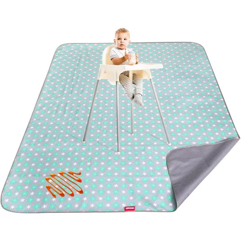 Vista 11 de Tapete portátil antideslizante para silla de bebé, 46 x 42 pulgadas, estrella negra