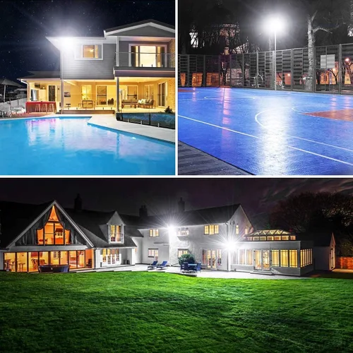 Vista 7 de XYCN Paquete de 4 reflectores LED de 100W, luz de inundación exterior impermeable IP66, luces de seguridad exteriores súper brillantes de 12500LM