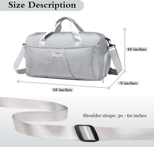 Vista 2 de YESYBC Bolsa de viaje de gimnasio para mujeres y hombres, bolsa de transporte para fin de semana para mujeres con compartimento para zapatos