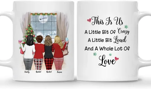 Vista 22 de Gossby Taza de café de Navidad personalizada para amigas, regalos de amistad personalizados para mujeres con diseño, nombre, regalos de mujer