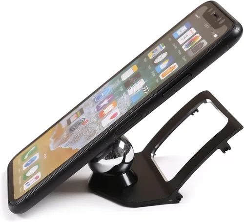 Vista 5 de Soporte de teléfono móvil de ventilación de aire de consola central de automóvil de aleación de aluminio para BMW Serie 3 E90 E92 2005-2012 Negro