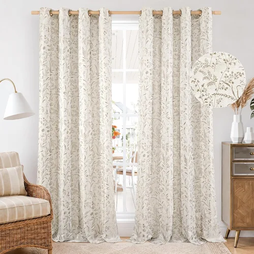 Vista 15 de BGment Cortinas de lino beige para dormitorio de 63 pulgadas de largo, cortinas de ventana con ojales y ojales para ventana de sala de estar, 2