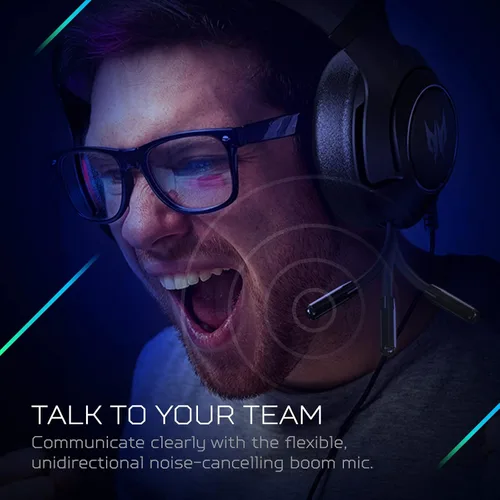 Vista 5 de Acer Predator Galea 350 - Auriculares para juegos con sonido envolvente 7.1, micrófono unidireccional con cancelación de ruido, compatible con PC