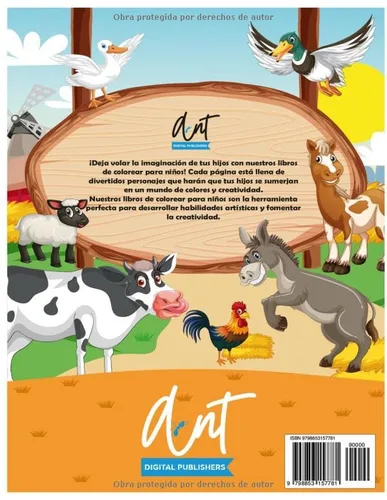 Vista 2 de Aprendiendo en la granja Libro de colorear con adorables animales (Spanish Edition)