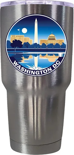 Vista 19 de Washington, D.C. Souvenir - Vaso aislado de acero inoxidable, 24 onzas, color negro, A