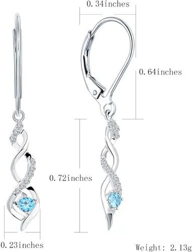 Vista 2 de JO WISDOM - Aretes colgantes de plata de ley 925 con circonita cúbica AAA