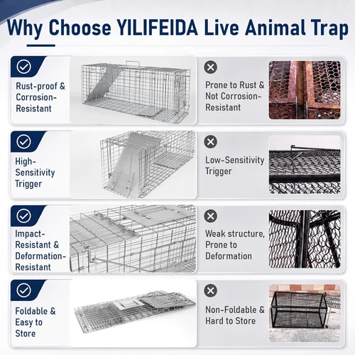 Vista 4 de 24'' Live Animal Trap, Humane Collapsible Raccoon Stray Cat Cage
