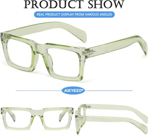 Vista 3 de AIEYEZO Gafas de luz azul para mujeres y hombres, marco cuadrado, color negro, rectangular, para computadora, juegos, bloqueo de luz azul