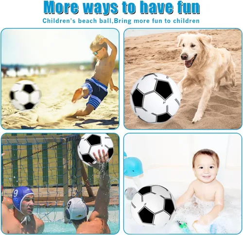 Vista 6 de Pelotas de playa de fútbol para niños: paquete de 12 pelotas inflables de playa a granel para piscina hawaiana tropical – 16 pulgadas temática