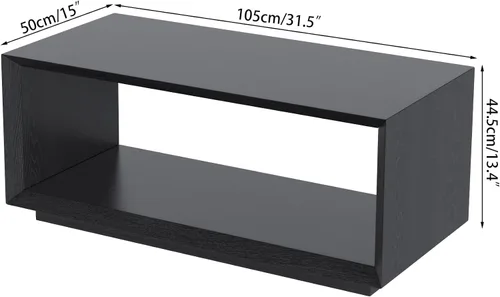 Vista 2 de Mesa auxiliar con almacenamiento, moderna de mediados de siglo, mesa rectangular de té de cóctel, mesa de centro de madera de granja para sala