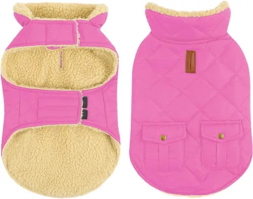 Vista 18 de Queenmore Abrigo de invierno para perro, chaqueta acolchada cálida e impermeable, con forro de felpa, chaleco térmico para clima frío, para perros