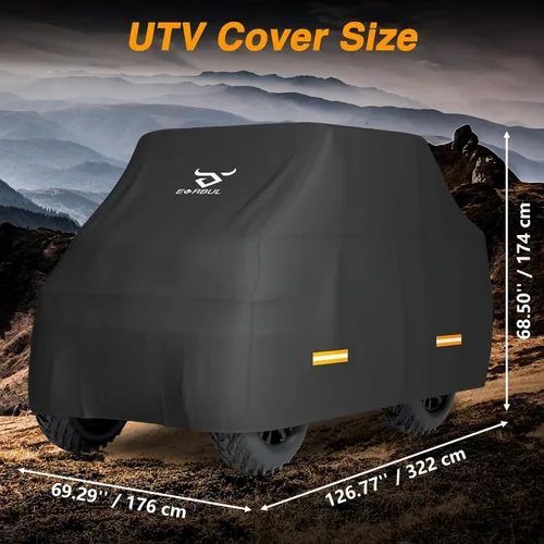 Vista 2 de EVRBUL Cubierta UTV de 126 pulgadas de largo x 69 pulgadas de ancho x 68 pulgadas de alto, impermeable, resistente, 420D, para exteriores