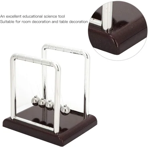 Vista 6 de Newtons Cradle Pendulum, interesantes bolas equilibradas de metal, ciencia física decoración de escritorio de mesa para el hogar