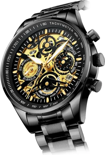 Vista 3 de NIBOSI Watches for Men Analog Chronograph Military Men's Watches Business Waterproof Quartz Gold Stainless Steel Men Watches with Calendar
