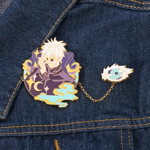 Vista 7 de Broche de esmalte de figura de anime insignias de metal de personaje creativo pin de solapa para mochila regalos para fanáticos Metal Sin gemas