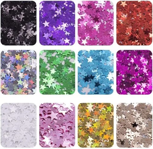Vista 6 de EBANKU Star Glitter Confetti, 24 cajas de lentejuelas holográficas 3D láser arte de uñas escamas coloridas uñas purpurina manicura calcomanías