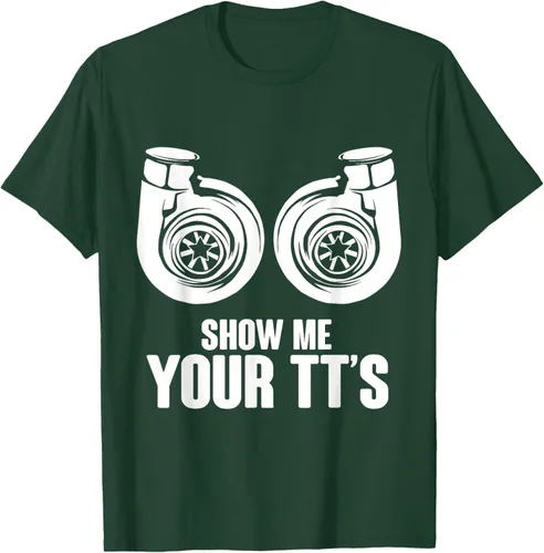 Vista 88 de Funny Show Me Your TT's Twin Turbo Car Racing Camiseta, Negro, S