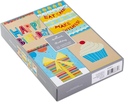 Vista 3 de Hallmark Tarjetas de cumpleaños surtidas (iconos de cumpleaños, 12 tarjetas y sobres)