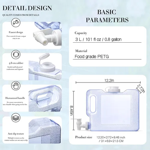 Vista 3 de Funnymoom 6 dispensadores de bebidas para refrigerador, refrigerador, botella dispensadora de agua reutilizable de plástico con espita para fiestas