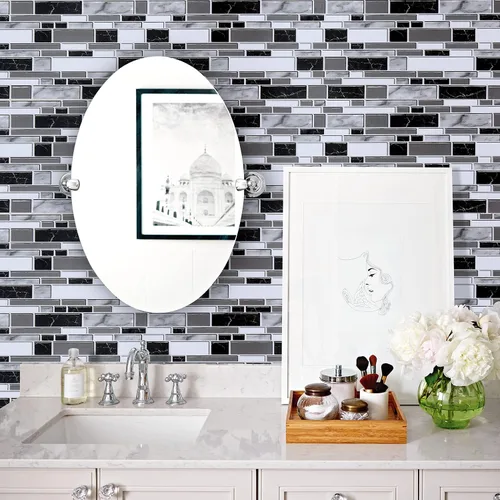 Vista 2 de Livebor Papel tapiz de cocina en blanco y negro para despegar y pegar, papel tapiz de baño, impermeable, papel de contacto decorativo extraíble
