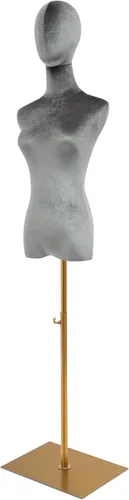 Vista 10 de Vestido de maniquí femenino con forma de torso, cuerpo de maniquí de costura ajustable de 63 a 81 pulgadas con soporte de metal y cabeza