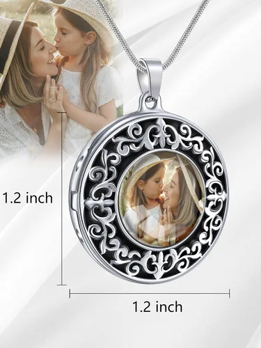 Vista 2 de Farfume Collar de fotos personalizado, joyería de 2 fotos, hermoso colgante para mujeres y hombres, No es una piedra preciosa