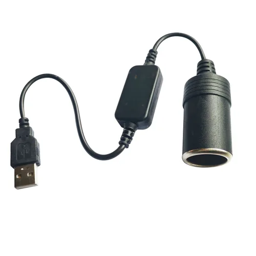 Vista 5 de Adaptador de enchufe USB, macho A a enchufe de encendedor de cigarrillos de coche hembra 12V, cable convertidor de potencia, adaptador de encendedor