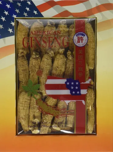 Vista 4 de Hsu's SKU 0130-4 Caja de raíces de ginseng americano de Wisconsin medio corto extra grande de 4 onzas para té, sopa y regalos, premium, sin OMG, sin