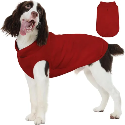 Vista 22 de FUAMEY Chaleco de forro polar para perros pequeños, sudaderas cálidas y elásticas para perros con agujero para correa, suéter suave de cuello alto