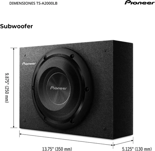 Vista 6 de Pioneer Subwoofer TS-A2000LB Serie A de 8 pulgadas – 700 W máximo, diseño de montaje poco profundo precargado, graves profundos en espacios