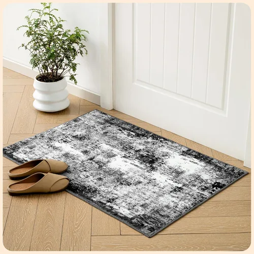 Vista 197 de Istana Alfombra larga antideslizante de 2.5 x 8 para el hogar, para pasillo y cocina, lavable, sedosa y suave al tacto, elegante, color azul y marfil