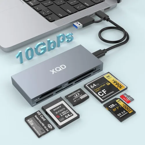Vista 8 de Lector de Tarjetas SD USB 3.0, Lector Multi Tarjeta 7 en 1 para SD SDXC SDHC Micro SD CF MS MMC Tarjeta de Memoria de Cámara XD, Lector de Tarjetas