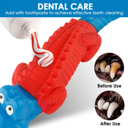 Vista 3 de petizer Juguetes masticables para perros que no chirrian para masticadores agresivos, juguete resistente de nailon y goma para perros con sabor a